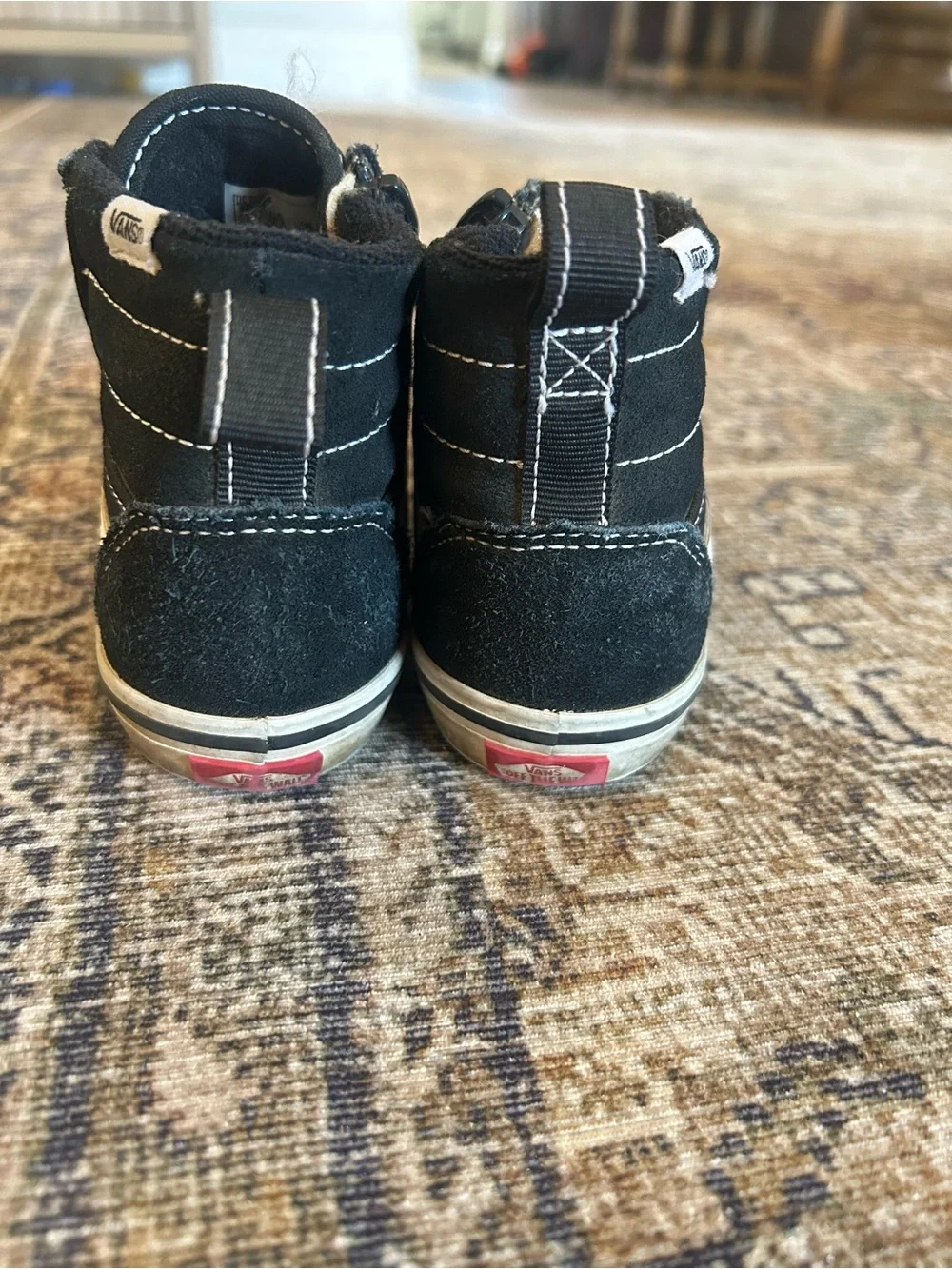 Vans Kids Black and White High-Top Skate Sneakers
